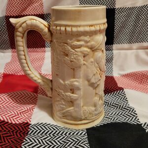 Vintage small GERMAN STEIN MUG Glazed Ceramic. Hand painted. Signed by artist 77